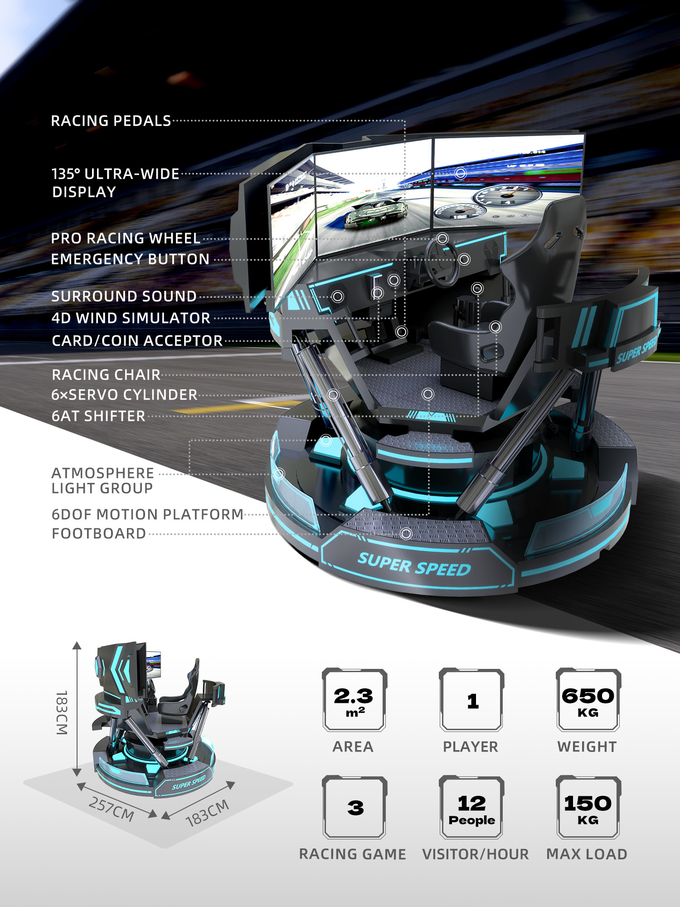 VR a gettoni che corre la macchina di videogioco di guida di velocità dello spazio di realtà virtuale del simulatore 4